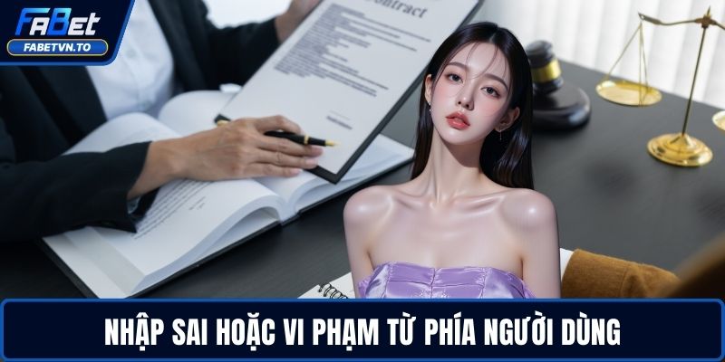 Miễn Trừ Trách Nhiệm FABET 3 Nhập sai hoặc vi phạm từ phía người dùng